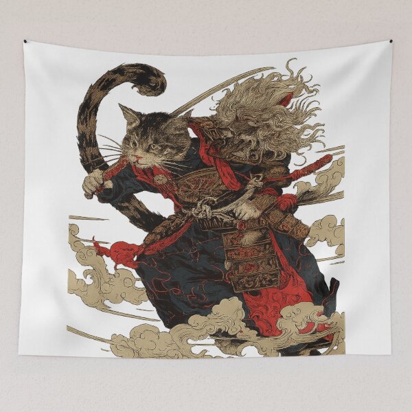 Item preview, samurai cat, japan style, japan culture, cats lover. designed and sold by HAAR00.