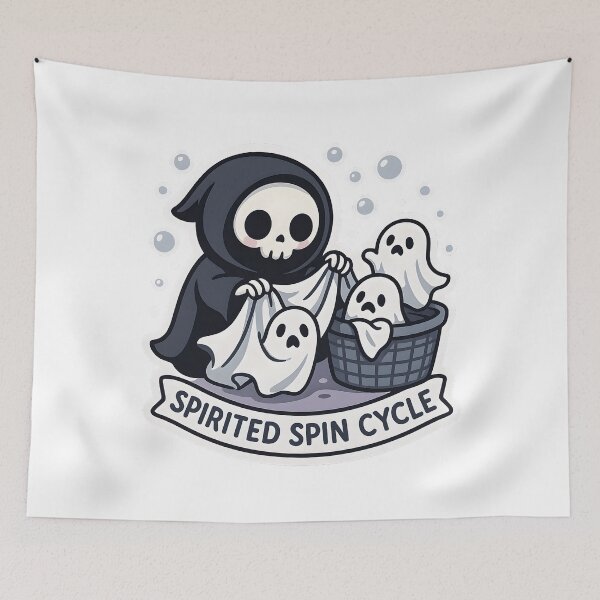 Item preview, Spirited Spin Cycle! - Cute Grim Reaper Laundry designed and sold by Cheerioza.