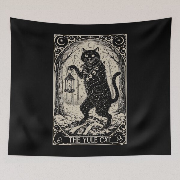 Item preview, Retro Vintage The Yule Cat Tarot Card Dark Christmas Holiday designed and sold by LightCoverSame.