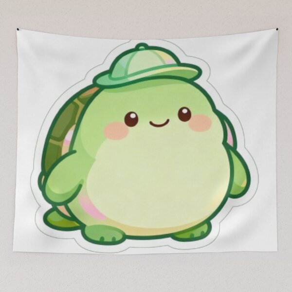 Item preview, Cute Baby Turtle Sticker – Kawaii Turtle with Tiny Hat designed and sold by MiniPrintMagic.