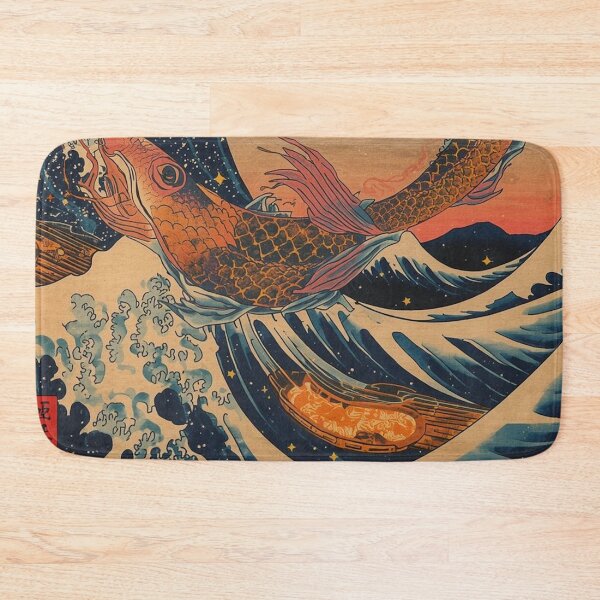 Item preview, Celestial Koi Dragon Ukiyo-e Print – Neon Tokyo Bay Fantasy Artwork designed and sold by Vandy Fullam.