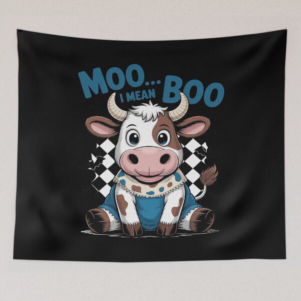 Item preview, Moo I Mean Boo Spooky Cow Halloween Patchwork Spooky Ghost designed and sold by velltoons.