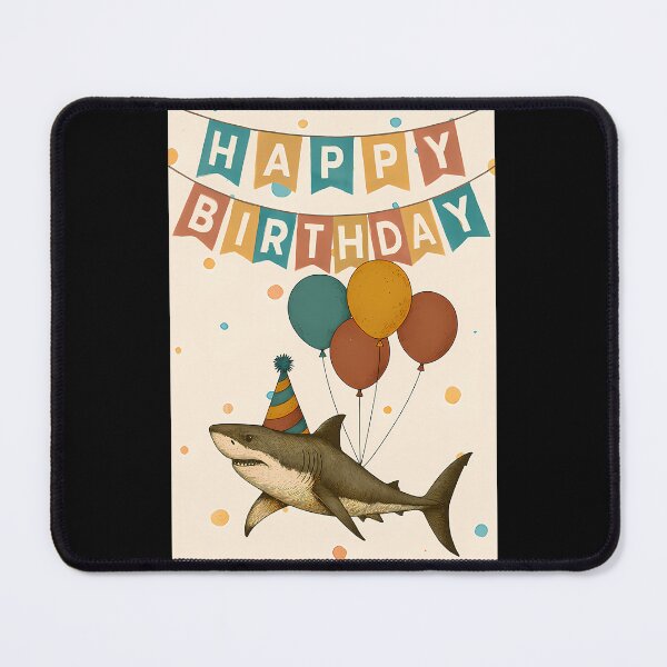 Item preview, Shark Birthday Card Funny Party Animal With Balloons designed and sold by agustintr-evino.