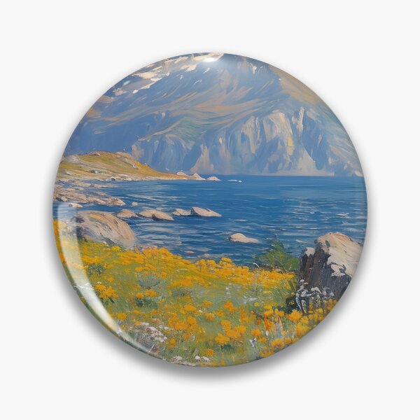Item preview, Golden Flowers Mountainscape Print, Rustic Oil Painting designed and sold by SavageVision.