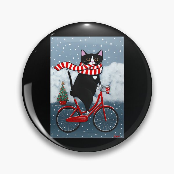 Item preview, Tuxedo Cat Winter Bicycle Ride designed and sold by agustintr-evino.