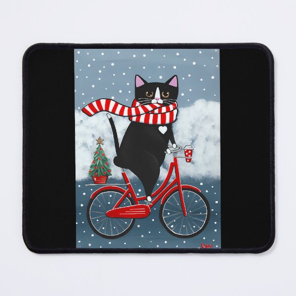 Item preview, Tuxedo Cat Winter Bicycle Ride designed and sold by agustintr-evino.