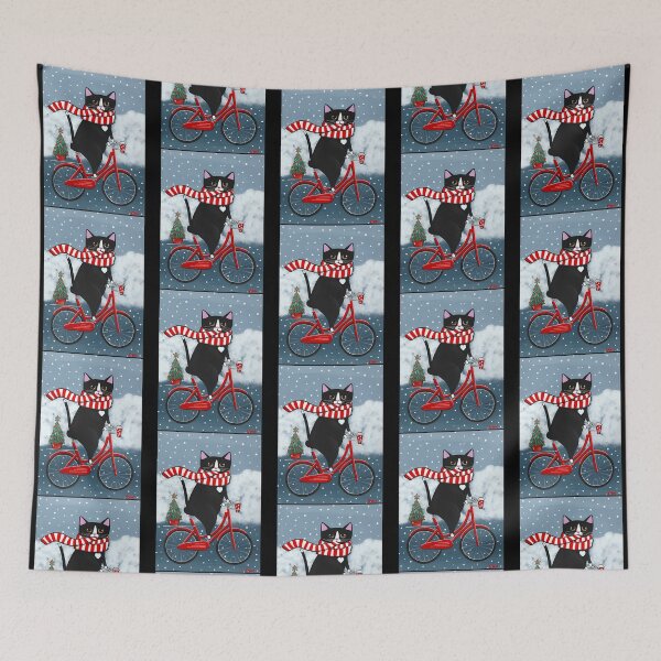 Item preview, Tuxedo Cat Winter Bicycle Ride designed and sold by agustintr-evino.
