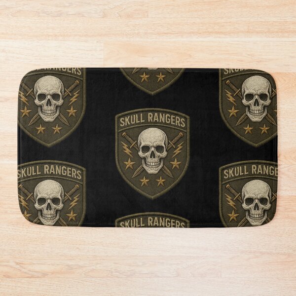 Item preview, Skull Rangers olive skull shield patch designed and sold by LaNadaYFundante.