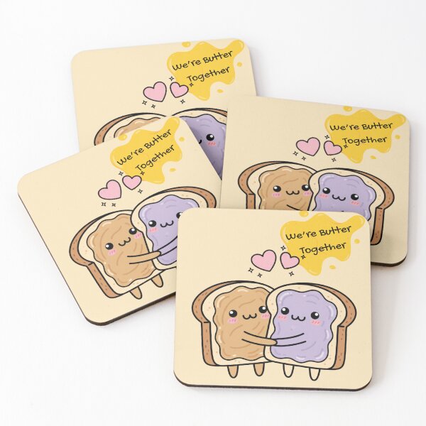 Item preview, Kawaii Toast Friends Hugging Sticker "We're Butter Together" designed and sold by SebastianSpace.