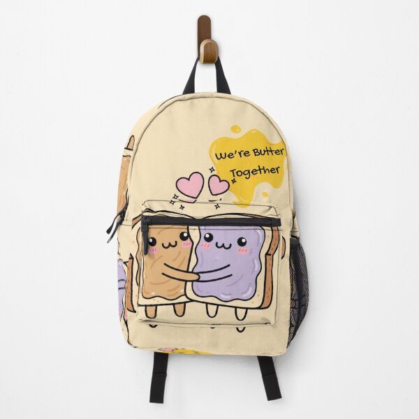 Item preview, Kawaii Toast Friends Hugging Sticker "We're Butter Together" designed and sold by SebastianSpace.