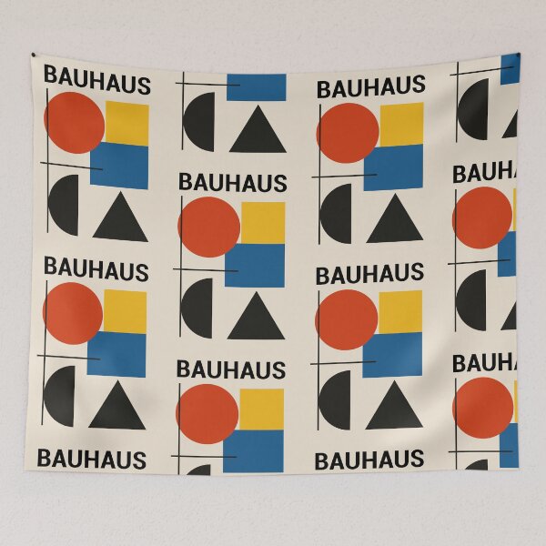 Item preview, Bauhaus Inspired Abstract Geometric Poster With Circles Squares Triangles And Bold Colors designed and sold by portokalis.