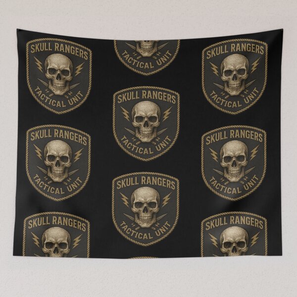 Item preview, Skull Rangers Tactical Unit golden skull shield designed and sold by LaNadaYFundante.