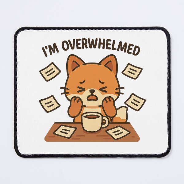 Item preview, Kawaii Overwhelmed Fox – Stress Meme Coffee Art designed and sold by kimkosovo.