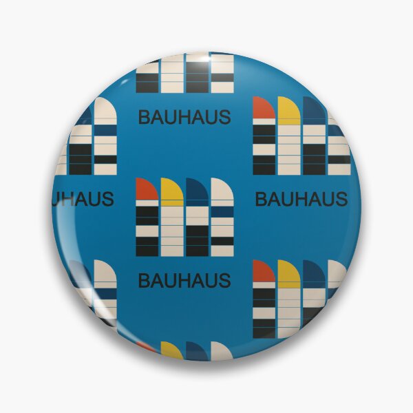 Item preview, Bauhaus Inspired Geometric Color Blocks Poster With Blue Background And Bold Arches designed and sold by portokalis.