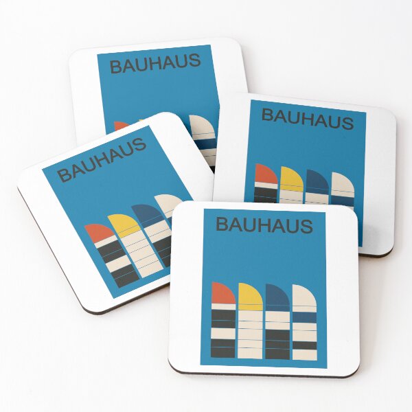 Item preview, Bauhaus Inspired Geometric Color Blocks Poster With Blue Background And Bold Arches designed and sold by portokalis.
