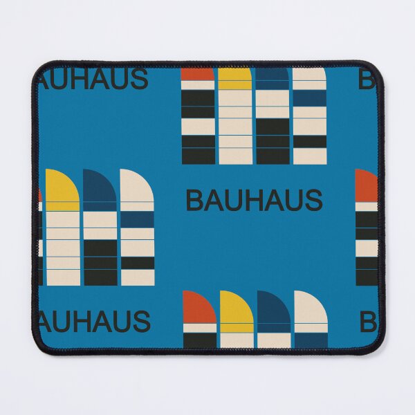 Item preview, Bauhaus Inspired Geometric Color Blocks Poster With Blue Background And Bold Arches designed and sold by portokalis.