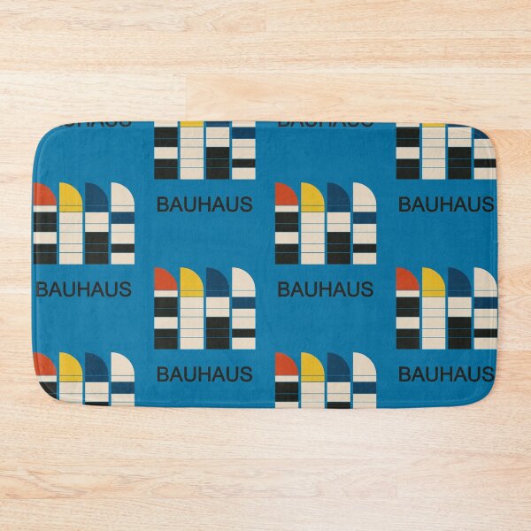 Item preview, Bauhaus Inspired Geometric Color Blocks Poster With Blue Background And Bold Arches designed and sold by portokalis.