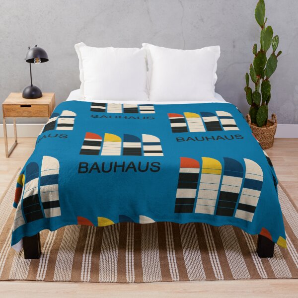 Item preview, Bauhaus Inspired Geometric Color Blocks Poster With Blue Background And Bold Arches designed and sold by portokalis.