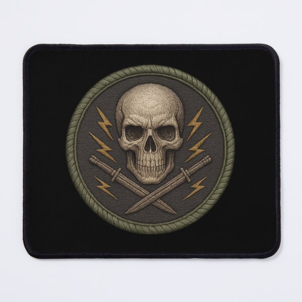 Item preview, Round skull patch with swords and bolts designed and sold by LaNadaYFundante.