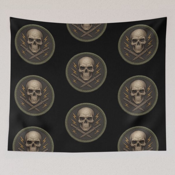 Item preview, Round skull patch with swords and bolts designed and sold by LaNadaYFundante.