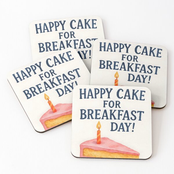 Item preview, Happy Cake for Breakfast Day – Watercolor pink Birthday Cake Slice designed and sold by EmeraldeaArt.
