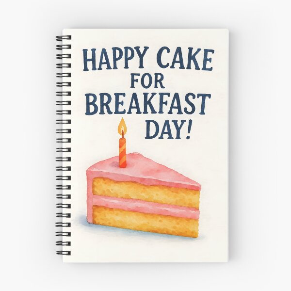 Item preview, Happy Cake for Breakfast Day – Watercolor pink Birthday Cake Slice designed and sold by EmeraldeaArt.