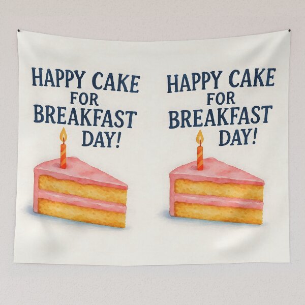 Item preview, Happy Cake for Breakfast Day – Watercolor pink Birthday Cake Slice designed and sold by EmeraldeaArt.