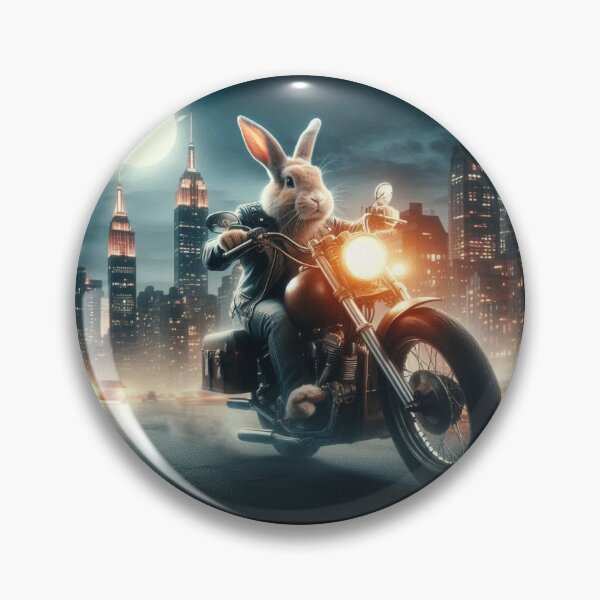 Item preview, a rabbit riding a motorcycle in the city at night designed and sold by Dogandesighn.
