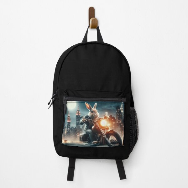 Item preview, a rabbit riding a motorcycle in the city at night designed and sold by Dogandesighn.