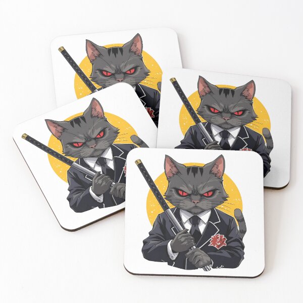 Item preview, Yakuza Cat Boss - Anime Style Gangster with Katana designed and sold by The Grumpy Pet Club.