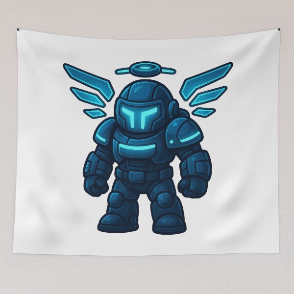 Item preview, Dispatch Game Overwatcher Sticker | Blue Cyber Guardian Crewmate | Futuristic Power Armor PNG designed and sold by Gurjeetpixelart.