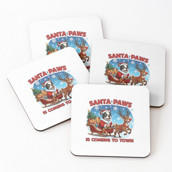 Item preview, Santa Paws Coming To Town Funny Cute Festive Dog Reindeer Scene designed and sold by khdmalakarak.