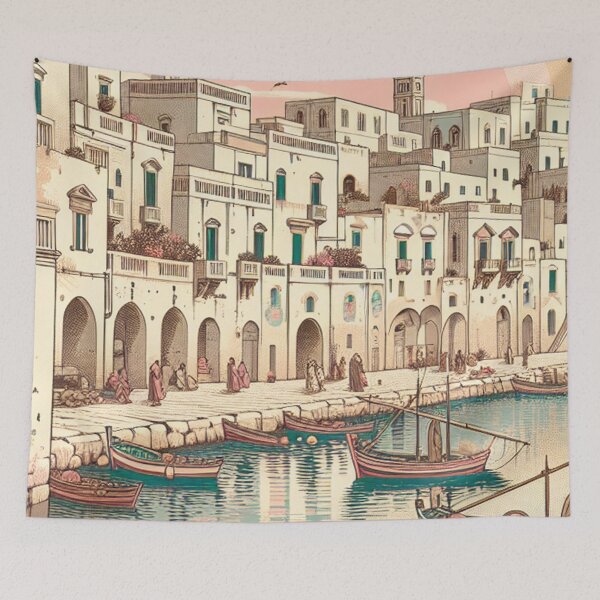 Item preview, Edo-Style Ukiyo-e of Bari, Italy – Adriatic Sunset Coastal Japanese Art designed and sold by Vandy Fullam.