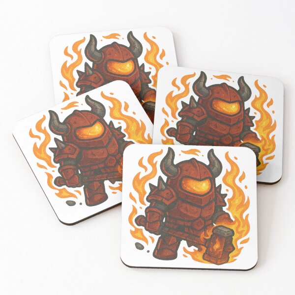 Item preview, Dispatch Game Demon Warrior Sticker | Crimson Destroyer Hammer Crewmate | Fire Armor PNG designed and sold by Gurjeetpixelart.