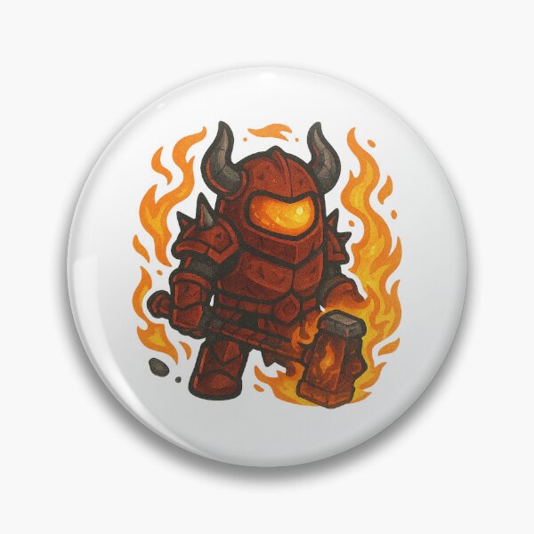 Item preview, Dispatch Game Demon Warrior Sticker | Crimson Destroyer Hammer Crewmate | Fire Armor PNG designed and sold by Gurjeetpixelart.