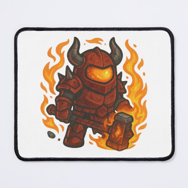 Item preview, Dispatch Game Demon Warrior Sticker | Crimson Destroyer Hammer Crewmate | Fire Armor PNG designed and sold by Gurjeetpixelart.