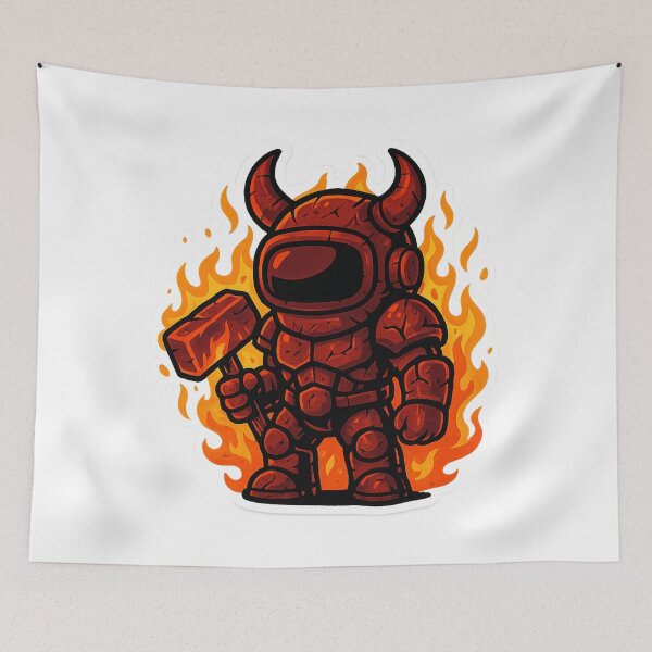 Item preview, Dispatch Game Fire Knight Sticker | Infernal Hammer Crewmate | Red Demon Armor PNG designed and sold by Gurjeetpixelart.
