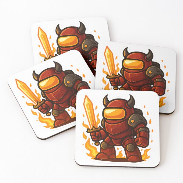 Item preview, Dispatch Game Fire Blade Sticker | Burning Sword Crewmate | Red Dragon Armor PNG designed and sold by Gurjeetpixelart.