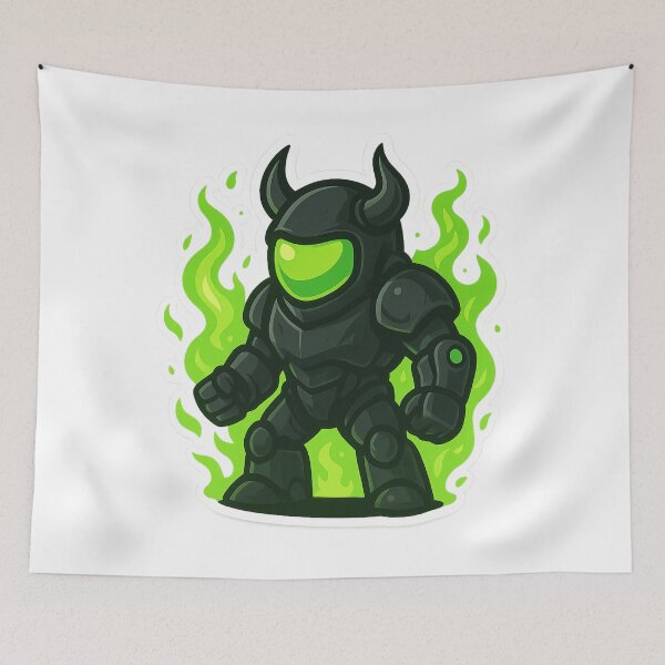 Item preview, Dispatch Game Toxic Demon Sticker | Neon Green Hellfire Crewmate | Poison Flame Warrior PNG designed and sold by Gurjeetpixelart.