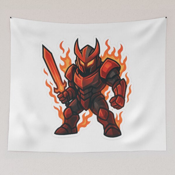 Item preview, Dispatch Game Rage Warrior Sticker | Red Flame Knight Crewmate | Burning Sword PNG designed and sold by Gurjeetpixelart.