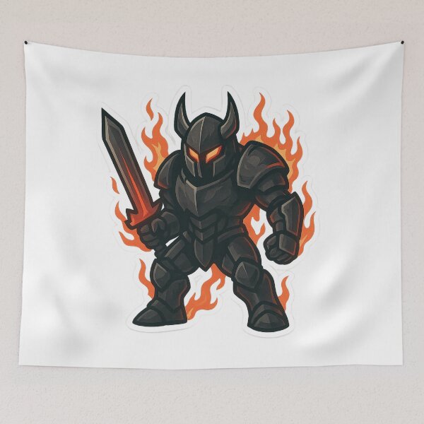 Item preview, Dispatch Game Dark Flame Sticker | Black Hellfire Crewmate | Fire Demon Warrior PNG designed and sold by Gurjeetpixelart.