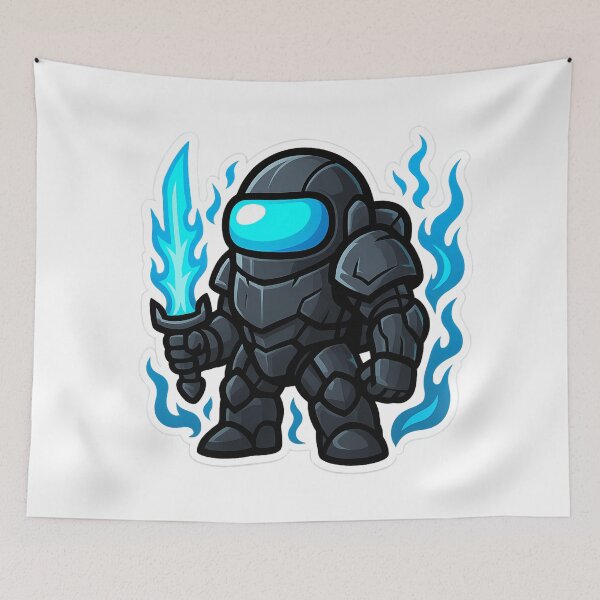 Item preview, Dispatch Game Energy Blade Sticker | Blue Neon Sword Crewmate | Electric Fire Armor PNG designed and sold by Gurjeetpixelart.