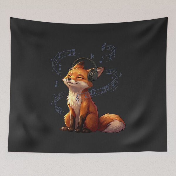 Item preview, Musical Fox: Cute Red Fox Listening to Music with Headphones designed and sold by Tiny-roar-studio.