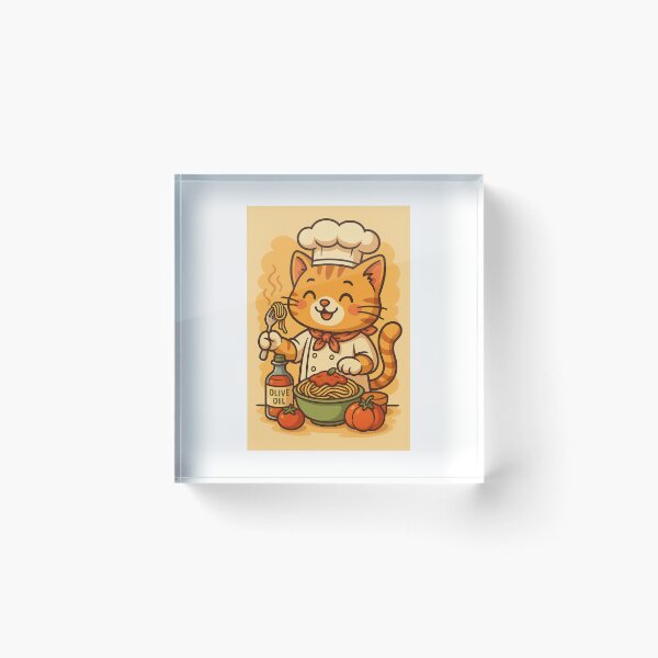 Item preview, Chef Cat Cooking Pasta – Cute Kawaii Kitchen Illustration designed and sold by LovelyCatGalaxy.