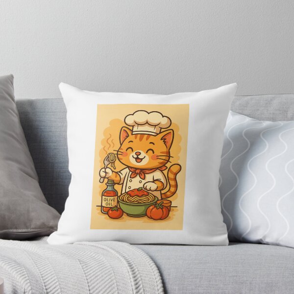 Item preview, Chef Cat Cooking Pasta – Cute Kawaii Kitchen Illustration designed and sold by LovelyCatGalaxy.