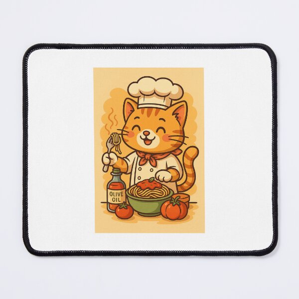 Item preview, Chef Cat Cooking Pasta – Cute Kawaii Kitchen Illustration designed and sold by LovelyCatGalaxy.