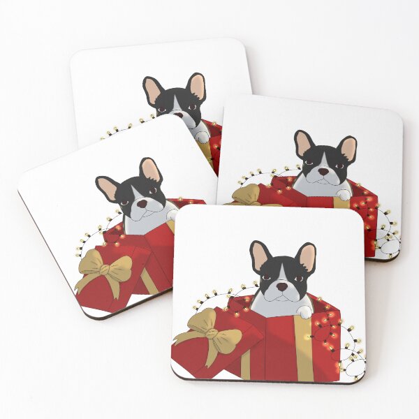 Item preview, French Bulldog Christmas – Cute Cartoon Pup in Gift Box designed and sold by Crack-in-Colors.