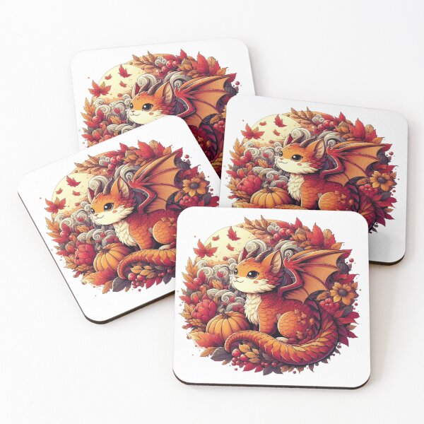 Item preview, Autumn Dragon Cat Moonlit Forest Spirit designed and sold by BigBlueArt.