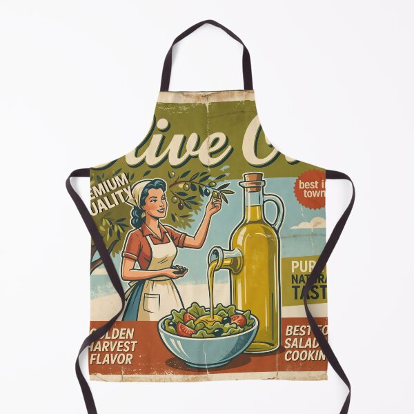Item preview, Golden Harvest – Retro Olive Oil Ad with Mediterranean Charm designed and sold by ForeverPrintsOK.