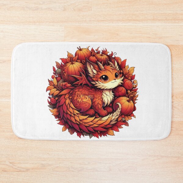 Item preview, Pumpkin Fox Dragon Cozy Autumn Familiar designed and sold by BigBlueArt.